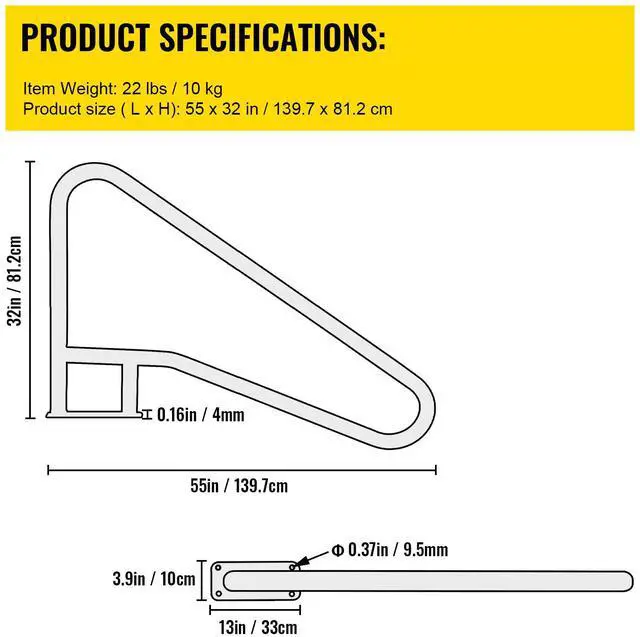 Alt view image 7 of 7 - Pool Rail 55x32 Pool Railing 304 Stainless Steel 250LBS Load Capacity Silver Rustproof Pool Handrail Humanized Swimming Pool Handrail with Blue Grip Cover & M8 Drill Bit & Self-Taping Screws
