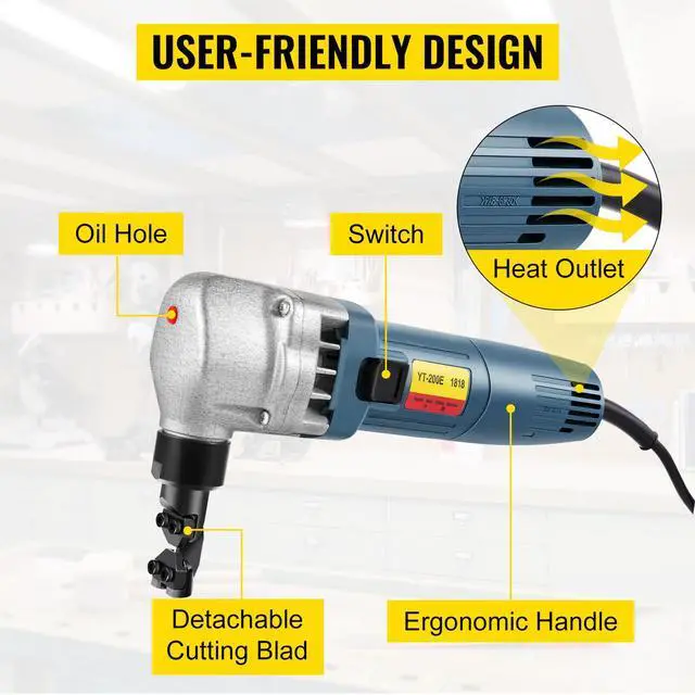 Alt view image 4 of 7 - Electric Sheet Metal Cutter, 380W Power, 1800RPM Rotor Speed, 0.07in/1.8mm Cutting Capacity, Includes Replacement Blades and Storage Case, Ideal for Stainless Steel, Aluminum, Plastic