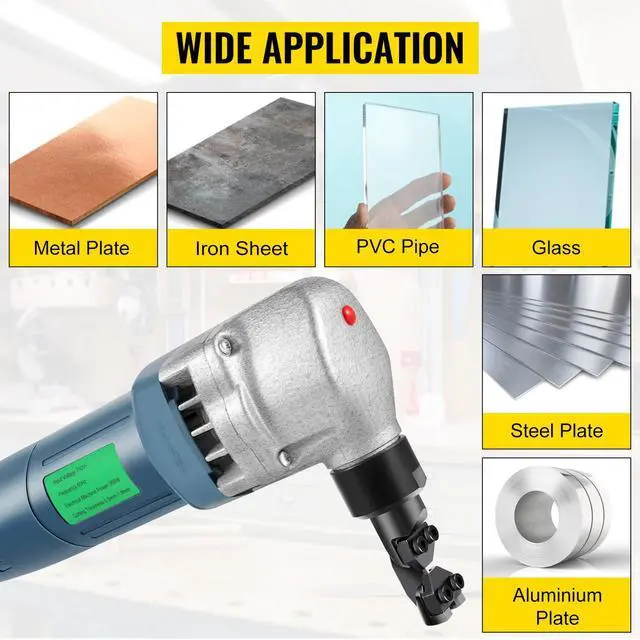 Alt view image 7 of 7 - Electric Sheet Metal Cutter, 380W Power, 1800RPM Rotor Speed, 0.07in/1.8mm Cutting Capacity, Includes Replacement Blades and Storage Case, Ideal for Stainless Steel, Aluminum, Plastic