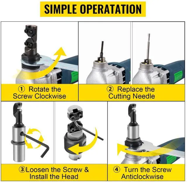 Alt view image 6 of 7 - Electric Sheet Metal Cutter, 380W Power, 1800RPM Rotor Speed, 0.07in/1.8mm Cutting Capacity, Includes Replacement Blades and Storage Case, Ideal for Stainless Steel, Aluminum, Plastic