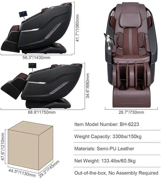 Alt view image 7 of 7 - Massage Chair with Flexible SL-Track, Full Body Zero Gravity Recliner, 10-18 Auto Modes, 3D Shiatsu, Heating, Bluetooth Speaker, Airbag, Foot Roller, and Touch Screen