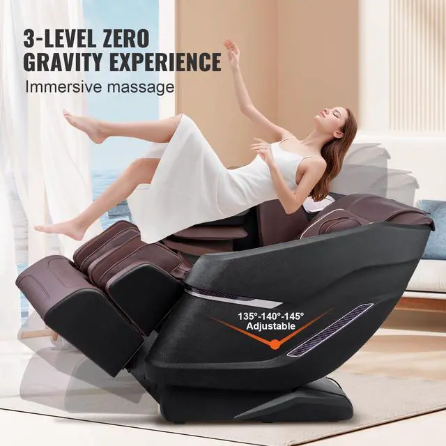 Alt view image 3 of 7 - Massage Chair with Flexible SL-Track, Full Body Zero Gravity Recliner, 10-18 Auto Modes, 3D Shiatsu, Heating, Bluetooth Speaker, Airbag, Foot Roller, and Touch Screen