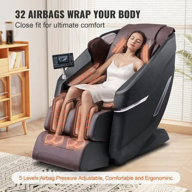 Alt view image 5 of 7 - Massage Chair with Flexible SL-Track, Full Body Zero Gravity Recliner, 10-18 Auto Modes, 3D Shiatsu, Heating, Bluetooth Speaker, Airbag, Foot Roller, and Touch Screen