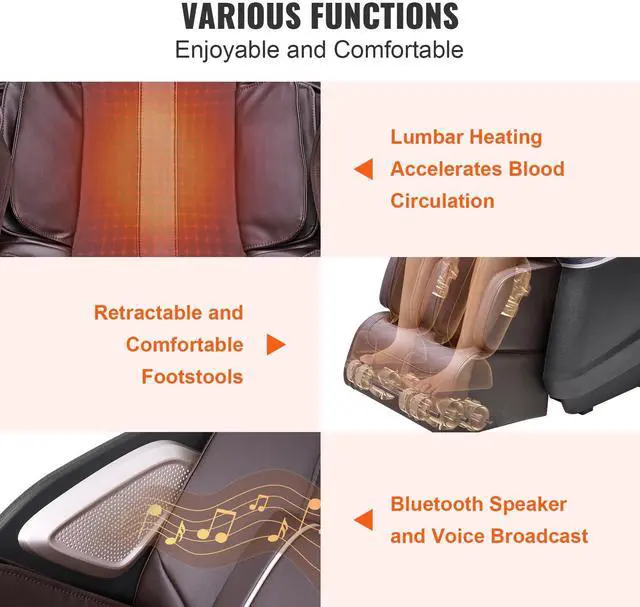 Alt view image 6 of 7 - Massage Chair with Flexible SL-Track, Full Body Zero Gravity Recliner, 10-18 Auto Modes, 3D Shiatsu, Heating, Bluetooth Speaker, Airbag, Foot Roller, and Touch Screen