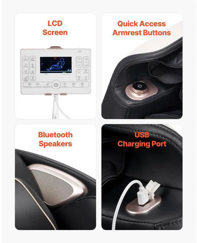 Alt view image 6 of 7 - Full Body Massage Chair, 3D Zero Gravity Recliner with SL Track, 18 Auto Modes, Heat, Foot Rollers, Armrest Control, LCD Display, 36 Airbags, Retractable Footrest