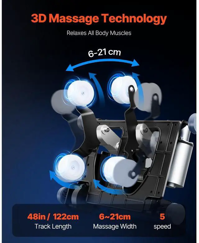 Alt view image 5 of 7 - Full Body Massage Chair, 3D Zero Gravity Recliner with SL Track, 18 Auto Modes, Heat, Foot Rollers, Armrest Control, LCD Display, 36 Airbags, Retractable Footrest