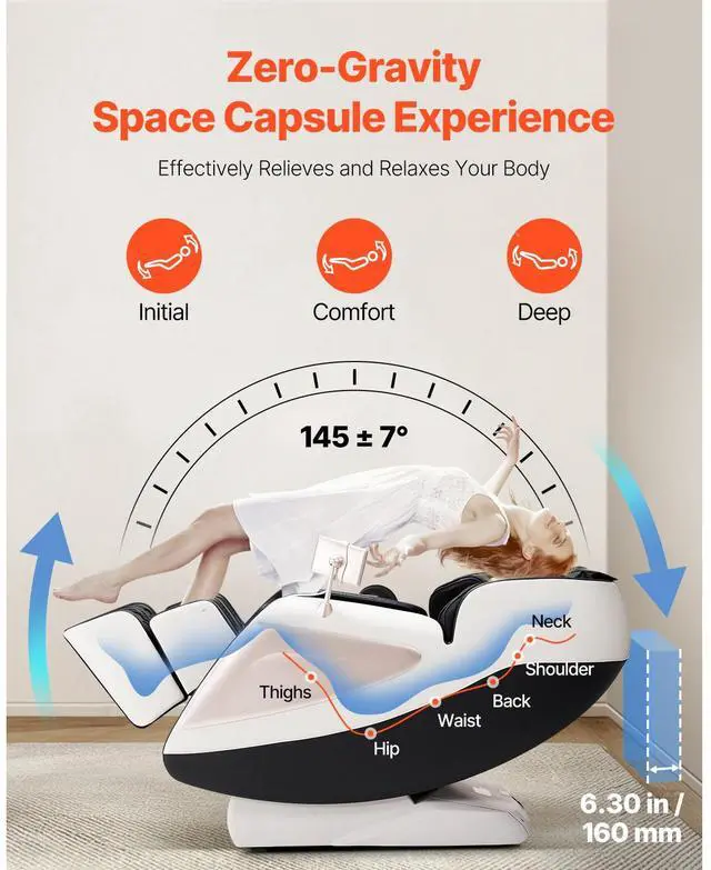 Alt view image 4 of 7 - Full Body Massage Chair, 3D Zero Gravity Recliner with SL Track, 18 Auto Modes, Heat, Foot Rollers, Armrest Control, LCD Display, 36 Airbags, Retractable Footrest