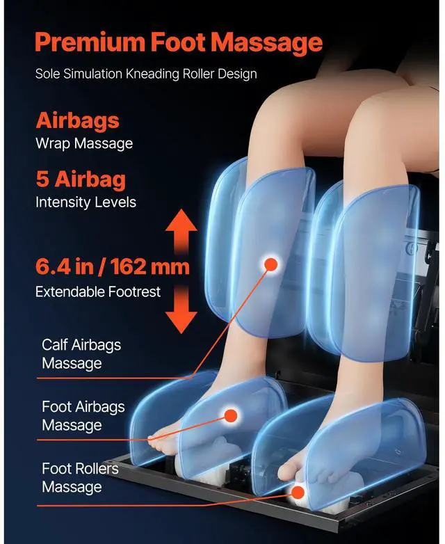 Alt view image 7 of 7 - Full Body Massage Chair, 3D Zero Gravity Recliner with SL Track, 18 Auto Modes, Heat, Foot Rollers, Armrest Control, LCD Display, 36 Airbags, Retractable Footrest