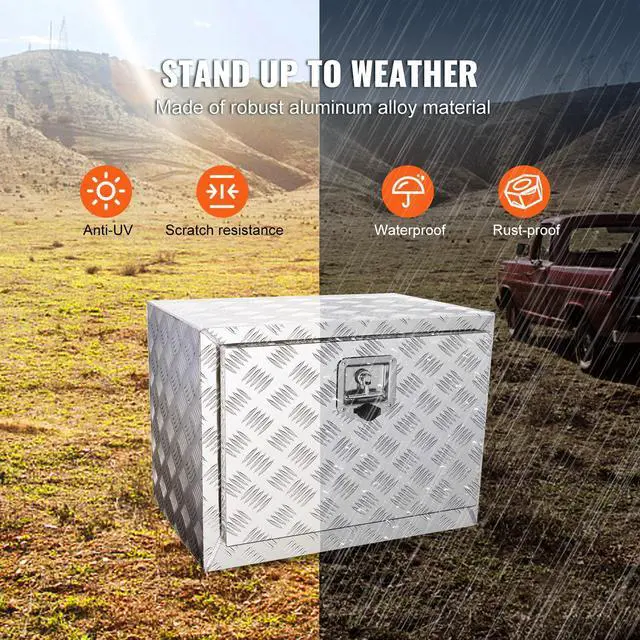 Alt view image 12 of 15 - VEVOR Underbody Truck Box, 24"14"16" Pickup Storage Box, Heavy Duty Aluminum Diamond Plate Tool Box with Lock and Keys, Waterproof Trailer Storage Box with T-Handle Latch for Truck, Van, Trailer