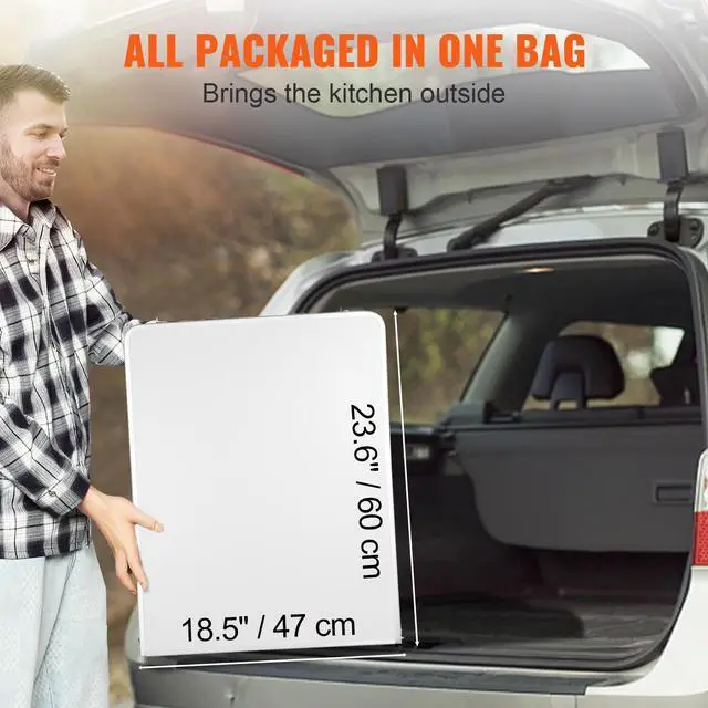 Alt view image 14 of 15 - VEVOR Camping Kitchen Table, Quick set-up Folding Camping Table with A Carrying Bag, 3 Adjustable Heights, MDF Camping Table, Ideal for Outdoor Picnics, BBQs, Camping, RV Traveling