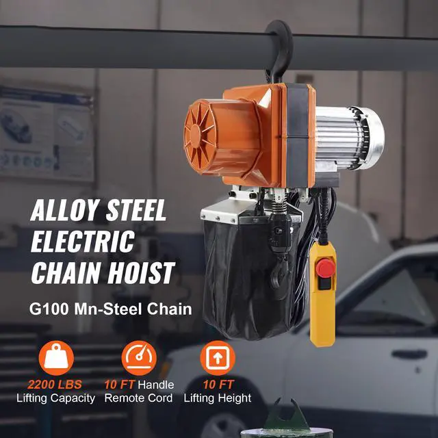 Alt view image 9 of 14 - VEVOR Electric Chain Hoist, 2200 lbs/1 ton Capacity, 10 ft Lifting Height, 10 ft/min Speed, 120V, Single Phase Overhead Crane with G100 Chain, 10 ft Wired Remote Control for Garage, Shop, Hotel, Home