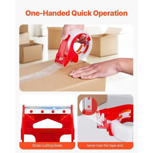 Alt view image 12 of 14 - VEVOR Clear Packing Tape 6 Rolls 65 Yards Clear Shipping Tape with Dispenser 2.7 Mil