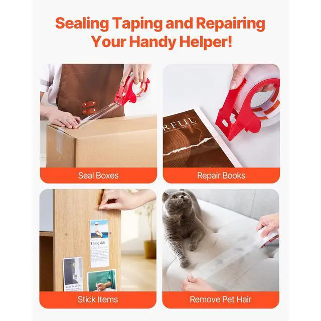 Alt view image 13 of 14 - VEVOR Clear Packing Tape 6 Rolls 65 Yards Clear Shipping Tape with Dispenser 2.7 Mil