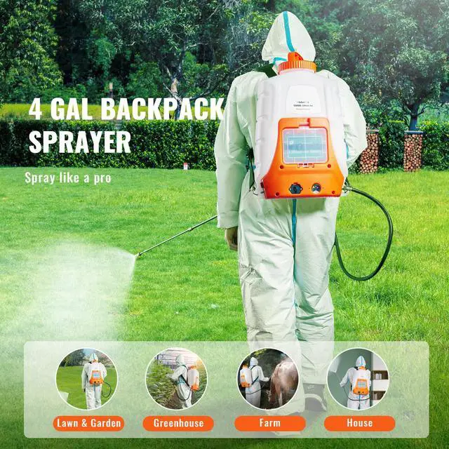 Alt view image 10 of 15 - VEVOR Battery Powered Backpack Sprayer ,4 Gal Tank, 0-90 PSI Adjustable Pressure,Back Pack Sprayer with 8 Nozzles and 2 Wands, 12V 8Ah Battery, Wide Mouth Lid for Weeding, Spraying, Cleaning