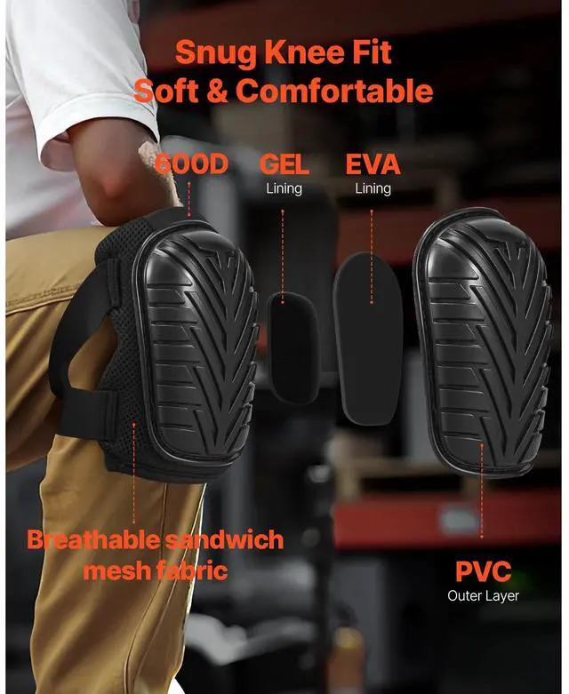 Alt view image 9 of 14 - VEVOR Knee Pads for Work Heavy Duty Construction Knee Pads Soft Foam Gel Cushion