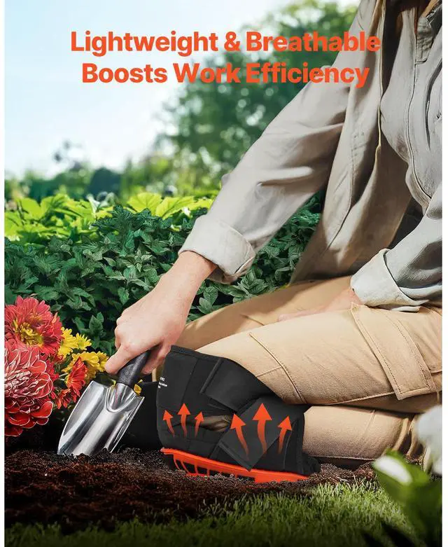 Alt view image 6 of 8 - VEVOR Knee Pads for Work, Extended Heavy Duty Construction Knee Pads with 2 Extension Straps, Anti-Slip Foam Gel Knee Pads, Men & Women, for Gardening Flooring Roofing and Cleaning, Black and Orange