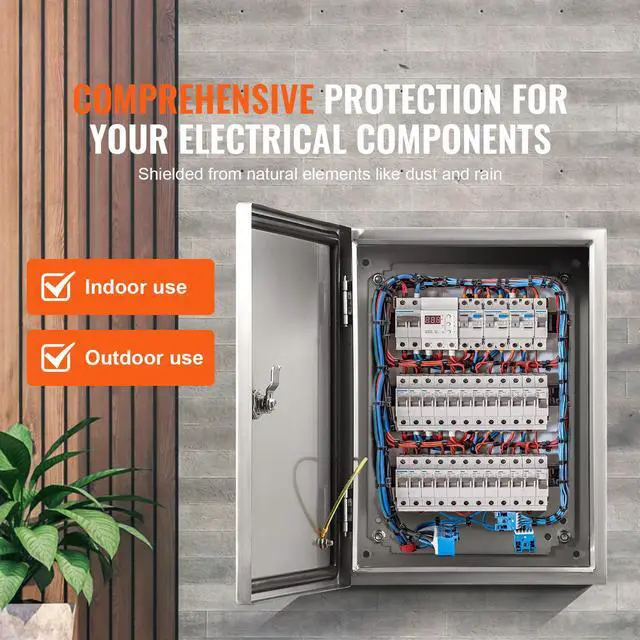 Alt view image 9 of 14 - VEVOR Steel Electrical Box, 20"x 16"x 8", 304 Stainless Steel Electrical Enclosure Box, Wall-Mounted Outdoor Electrical Electronic Equipment Enclosure with Mounting Plate Hinges Lock, IP66 Waterproof