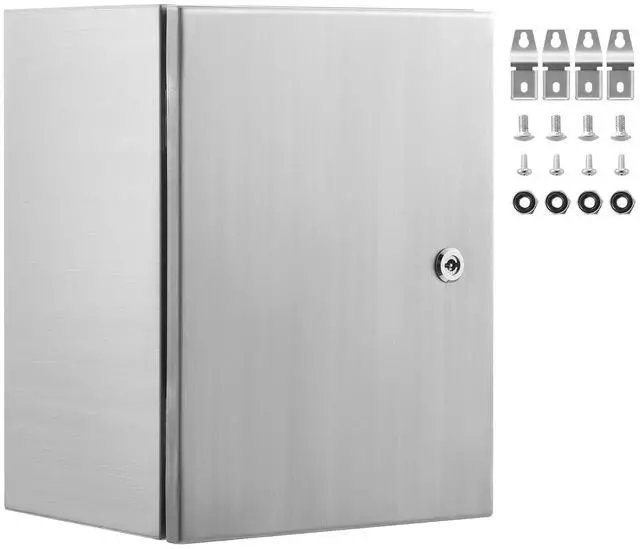 Alt view image 8 of 14 - VEVOR Steel Electrical Box, 20"x 16"x 8", 304 Stainless Steel Electrical Enclosure Box, Wall-Mounted Outdoor Electrical Electronic Equipment Enclosure with Mounting Plate Hinges Lock, IP66 Waterproof