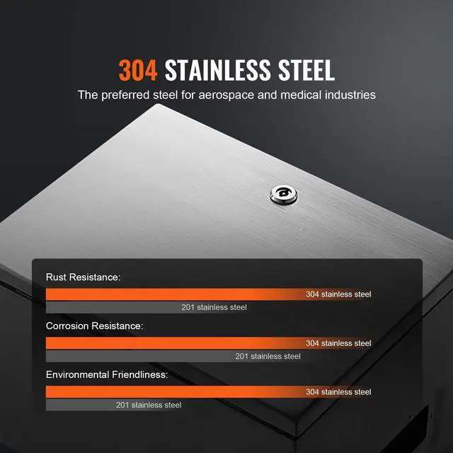 Alt view image 10 of 14 - VEVOR Steel Electrical Box, 20"x 16"x 8", 304 Stainless Steel Electrical Enclosure Box, Wall-Mounted Outdoor Electrical Electronic Equipment Enclosure with Mounting Plate Hinges Lock, IP66 Waterproof