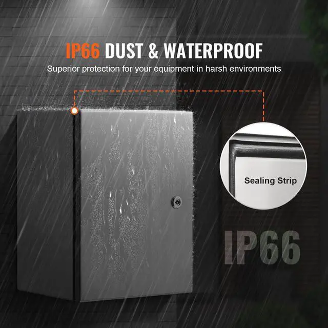 Alt view image 11 of 14 - VEVOR Steel Electrical Box, 20"x 16"x 8", 304 Stainless Steel Electrical Enclosure Box, Wall-Mounted Outdoor Electrical Electronic Equipment Enclosure with Mounting Plate Hinges Lock, IP66 Waterproof