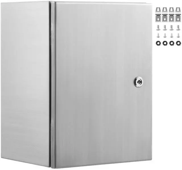 Alt view image 8 of 14 - VEVOR Steel Electrical Box, 24"x 20"x 8", 304 Stainless Steel Electrical Enclosure Box, Wall-Mounted Outdoor Electrical Electronic Equipment Enclosure with Mounting Plate Hinges Lock, IP66 Waterproof
