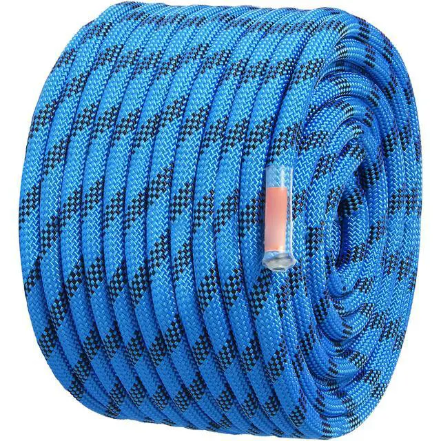 Alt view image 8 of 14 - VEVOR 12.7mm Static Climbing Rope, 38M(125ft) Outdoor Rock Climbing Rope 32KN Breaking Tension, Fiber Rope with Steel Snap Hooks for Escape, Rappelling, Fire Rescue, Blue