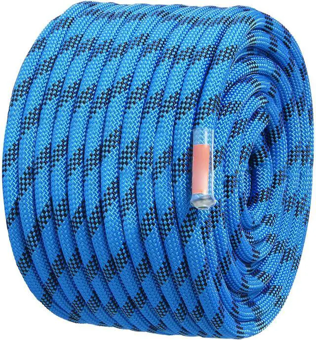 Alt view image 8 of 14 - VEVOR 12.7mm Static Climbing Rope, 60.9M(200ft) Outdoor Rock Climbing Rope 32KN Breaking Tension, Fiber Rope with Steel Snap Hooks for Escape, Rappelling, Fire Rescue, Blue