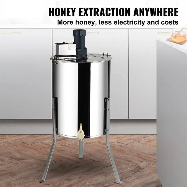 Alt view image 10 of 15 - VEVOR Electric Honey Extractor, 4/8 Frames Honey Spinner Extractor, Stainless Steel Beekeeping Extraction, Honeycomb Drum Spinner with Lid, Apiary Centrifuge Equipment with Height Adjustable Stand