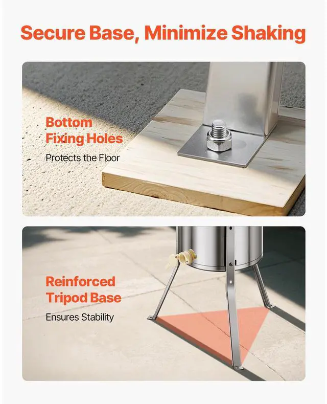 Alt view image 5 of 8 - VEVOR Electric Honey Extractor, 3 Frame Honey Spinner with Transparent Lid, 140W Stainless Steel Honeycomb Drum Spinner, Height Adjustable, Honeycomb Extraction Equipment for Beekeeping