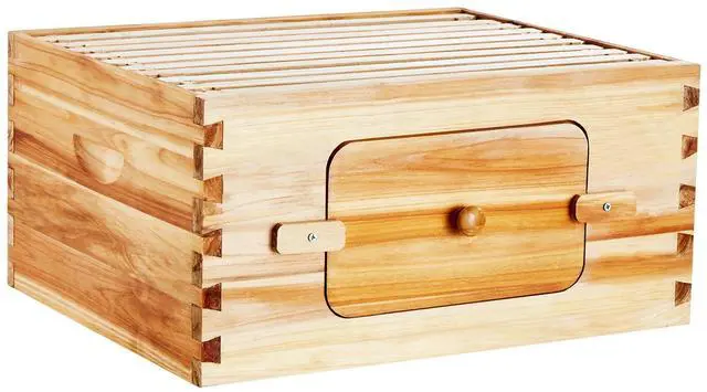 Alt view image 8 of 14 - VEVOR Bee Hive Deep Box Starter Kit, 100% Beeswax Coated Natural Cedar Wood, Langstroth Beehive Kit with 10 Frames and Foundations, Transparent Acrylic Bee Windows for Beginners and Pro Beekeepers