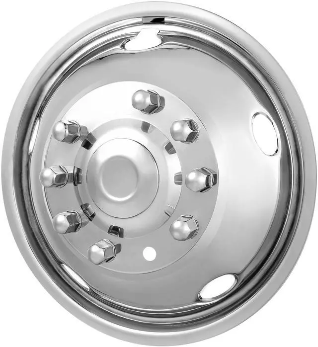 Alt view image 8 of 14 - VEVOR 19.5-inch 10 Lug Wheel Simulators, 304 Stainless Steel Wheel Simulator Kit with Mirror Polished Finish, 2 Front and 2 Rear Wheel Covers Fit for For Ford F450/F550 (2005-2020), 4 pcs