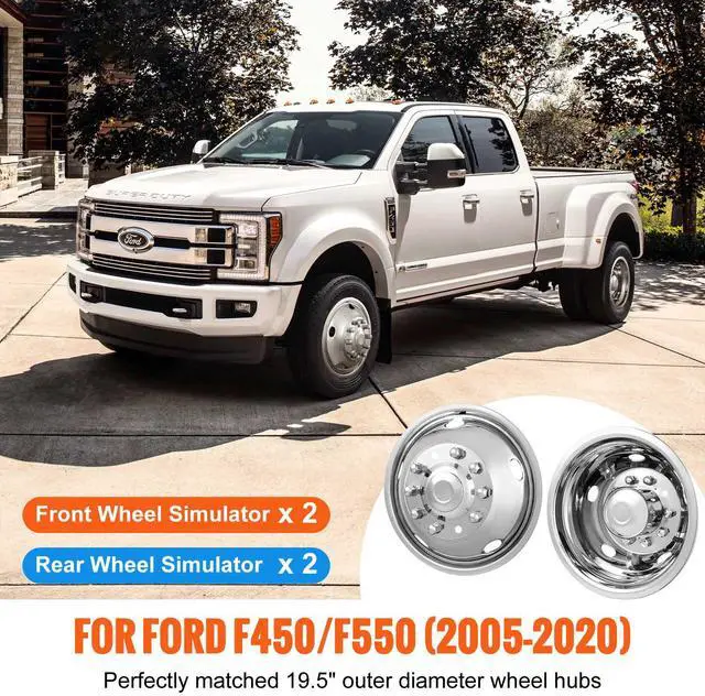Alt view image 9 of 14 - VEVOR 19.5-inch 10 Lug Wheel Simulators, 304 Stainless Steel Wheel Simulator Kit with Mirror Polished Finish, 2 Front and 2 Rear Wheel Covers Fit for For Ford F450/F550 (2005-2020), 4 pcs