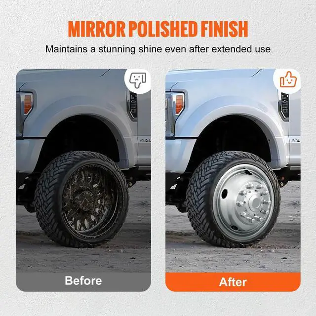 Alt view image 12 of 14 - VEVOR 19.5-inch 10 Lug Wheel Simulators, 304 Stainless Steel Wheel Simulator Kit with Mirror Polished Finish, 2 Front and 2 Rear Wheel Covers Fit for For Ford F450/F550 (2005-2020), 4 pcs