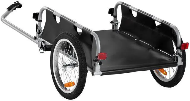 Alt view image 3 of 9 - VEVOR Bike Cargo Trailer, 100 lbs Load Capacity, Heavy-Duty Bicycle Wagon Cart, Foldable Compact Storage & Quick Release with Universal Hitch, 16" Wheels, Safe Reflectors, Fits 22"-28" Bike Wheels