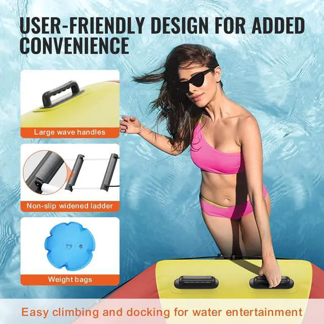 Alt view image 6 of 8 - VEVOR Inflatable Water Bouncer, 17ft Recreational Water Trampoline, Portable Bounce Swim Platform with 5-Step Ladder & Electric Air Pump, Kids Adults Floating Rebounder for Pool, Lake, Water Sports