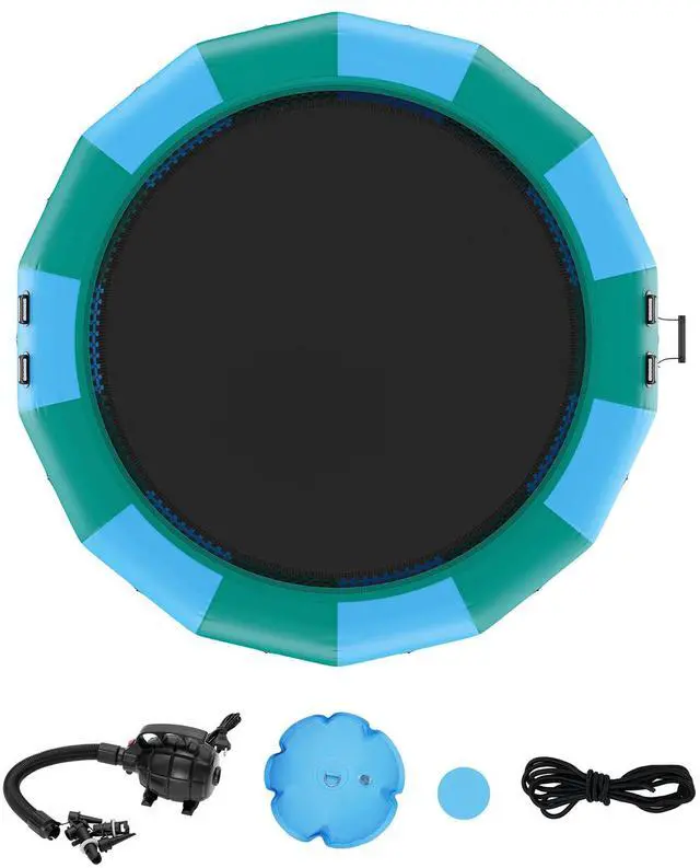 Alt view image 3 of 9 - VEVOR Inflatable Water Bouncer, 15ft Recreational Water Trampoline, Portable Bounce Swim Platform with 3-Step Ladder & Electric Air Pump, Kids Adults Floating Rebounder for Pool, Lake, Water Sports