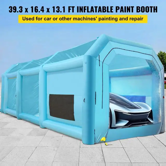 Alt view image 2 of 7 - SKYSHALO Inflatable Spray Tent, Dimensions 39.4x16.4x13.1 ft, Equipped with Dual High-Efficiency Fans, Features Air Filtration, Ideal for Vehicle Spray Painting or Workspace, Blue