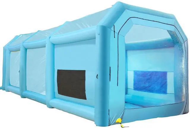 Main image of SKYSHALO Inflatable Spray Tent, Dimensions 39.4x16.4x13.1 ft, Equipped with Dual High-Efficiency Fans, Features Air Filtration, Ideal for Vehicle Spray Painting or Workspace, Blue