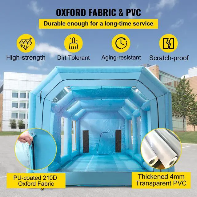Alt view image 3 of 7 - SKYSHALO Inflatable Spray Tent, Dimensions 39.4x16.4x13.1 ft, Equipped with Dual High-Efficiency Fans, Features Air Filtration, Ideal for Vehicle Spray Painting or Workspace, Blue