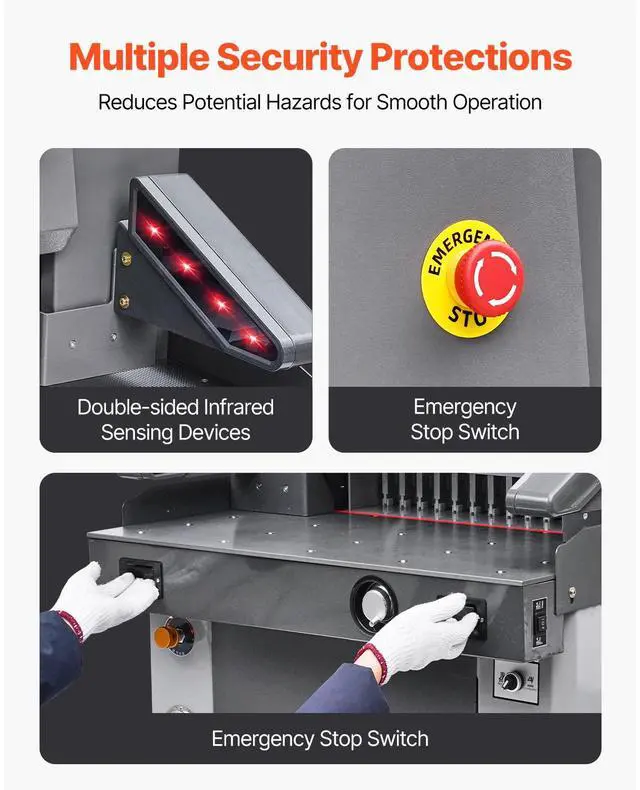 Alt view image 5 of 7 - Electric Hydraulic Paper Cutter, 2500W Heavy Duty Paper Cutter Machine 20.2 in/515 mm Cutting Width, 3.1 in/80 mm Cutting Thickness, Electric Guillotine Trimmer with Casters & Infrared Function