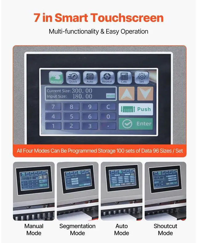 Alt view image 3 of 7 - Electric Hydraulic Paper Cutter, 2500W Heavy Duty Paper Cutter Machine 20.2 in/515 mm Cutting Width, 3.1 in/80 mm Cutting Thickness, Electric Guillotine Trimmer with Casters & Infrared Function