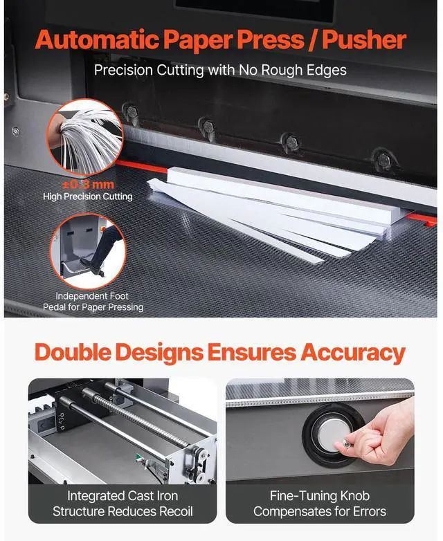 Alt view image 4 of 7 - Electric Hydraulic Paper Cutter, 2500W Heavy Duty Paper Cutter Machine 20.2 in/515 mm Cutting Width, 3.1 in/80 mm Cutting Thickness, Electric Guillotine Trimmer with Casters & Infrared Function