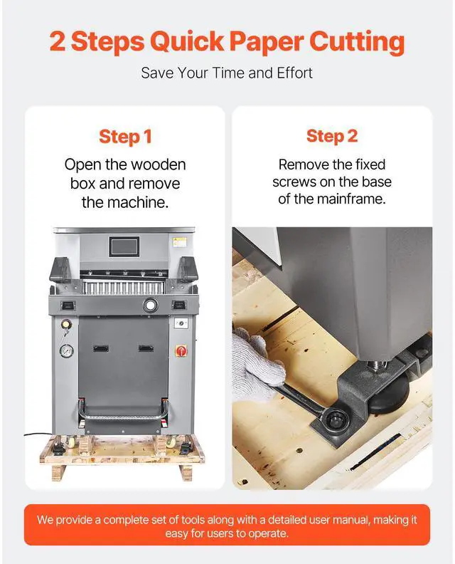 Alt view image 6 of 7 - Electric Hydraulic Paper Cutter, 2500W Heavy Duty Paper Cutter Machine 20.2 in/515 mm Cutting Width, 3.1 in/80 mm Cutting Thickness, Electric Guillotine Trimmer with Casters & Infrared Function