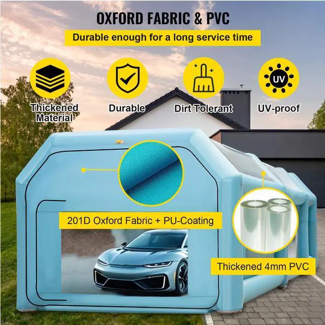 Alt view image 3 of 7 - Portable Inflatable Paint Booth, 28x15x10ft Inflatable Spray Booth, Car Paint Tent with Air Filter System & 2 Blowers, Upgraded Blow Up Spray Booth Tent, Auto Paint Workstation, Car Parking Gara