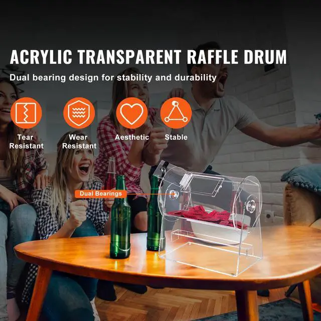 Alt view image 9 of 14 - VEVOR Acrylic Raffle Drum, Professional Raffle Ticket Spinning Cage with 2 Keys, Transparent Lottery Spinning Drawing, Holds 2500 Tickets or 100 Raffle Balls,Raffle Ticket Box for Lottery Games Bingo