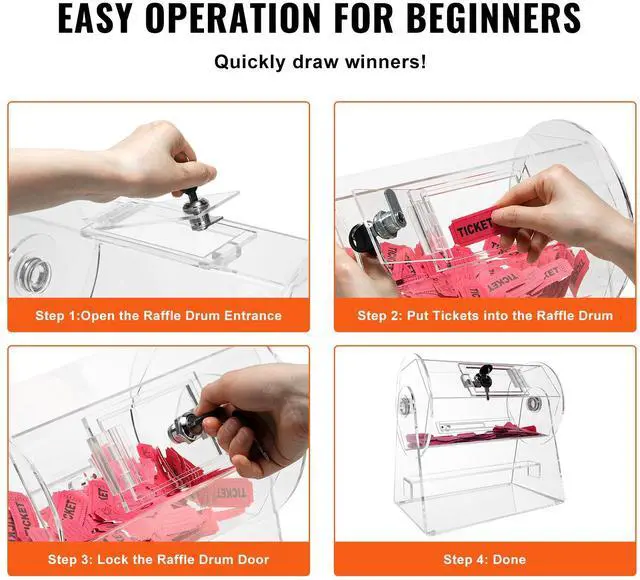 Alt view image 12 of 14 - VEVOR Acrylic Raffle Drum, Professional Raffle Ticket Spinning Cage with 2 Keys, Transparent Lottery Spinning Drawing, Holds 2500 Tickets or 100 Raffle Balls,Raffle Ticket Box for Lottery Games Bingo