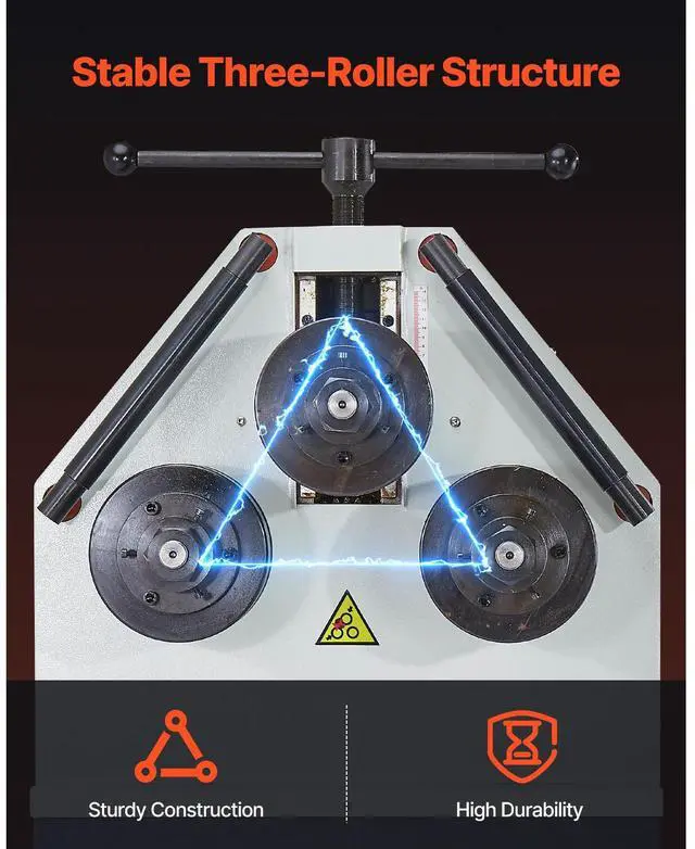Alt view image 3 of 7 - 2.2KW Electric Roll Bending Machine, 3-Roller Electric Pipe Bender Machine with 180° Maximum Bending Angle & Reversible Foot Switch, Support Horizontal/Vertical Operation (220V 60Hz 3-Phase)