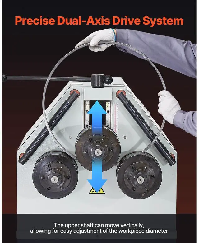 Alt view image 5 of 7 - 2.2KW Electric Roll Bending Machine, 3-Roller Electric Pipe Bender Machine with 180° Maximum Bending Angle & Reversible Foot Switch, Support Horizontal/Vertical Operation (220V 60Hz 3-Phase)