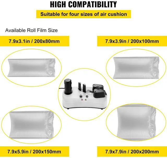 Alt view image 4 of 7 - Air Cushion Machine, Sealing Speed 7.2-7.8 ft/min Air Pillow Machine, 110V Air Pillow Packaging Machine, Portable Air Cushion Wrap Machine for Inflatable Packaging+164 ft/50 m Test Film Roll