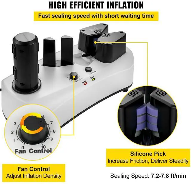 Alt view image 3 of 7 - Air Cushion Machine, Sealing Speed 7.2-7.8 ft/min Air Pillow Machine, 110V Air Pillow Packaging Machine, Portable Air Cushion Wrap Machine for Inflatable Packaging+164 ft/50 m Test Film Roll